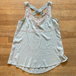 Knox Rose light blue embroidered tank top shirt blouse size XS B13